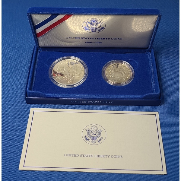 1986-S Liberty 90% Silver Half Dollar & 1986-S Liberty Half Dollar United States Mint Liberty Coins