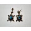 Image 1 : Sterling Silver Turquoise Turtle Earrings TW: 7.0g
