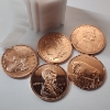 Image 2 : Tube Of (20) 1 ADVP Ounce .999 Fine Copper Rounds With Assorted Motifs