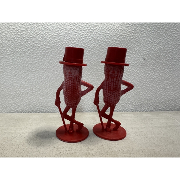 Vintage Mr. Peanut Salt & Pepper Shakers - Rare Red Color