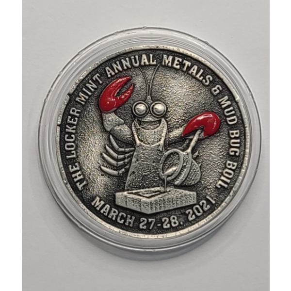 "The Locker Mint Annual Metals & Mud Bug Boil" Commemorative .999 Fine Silver Coin Weighing: 49.3 G
