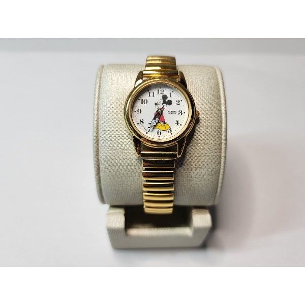 Gold-Tone Disney Mickey Mouse Lorus Quartz Watch 