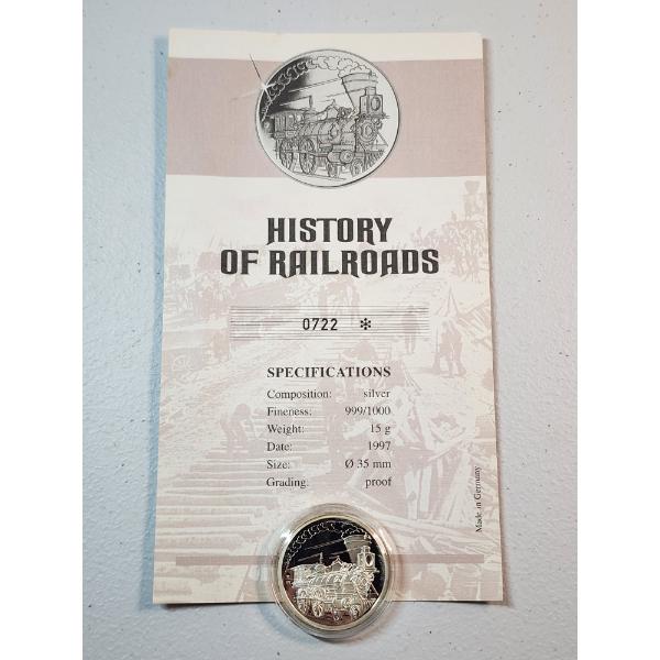 History of the Railroads "Best Friend" Proof .999 Fine Silver Round TW: 15g