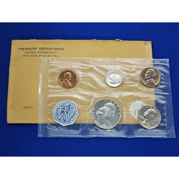 1962 U.S. Mint Uncirculated Coin Set Including $0.85 in 90% Silver 