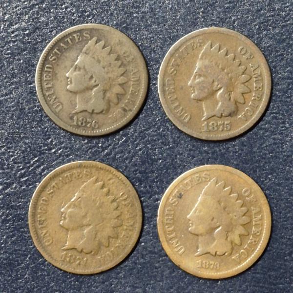 Group Indian Cents - 1873 Thru 1876 - see Pics