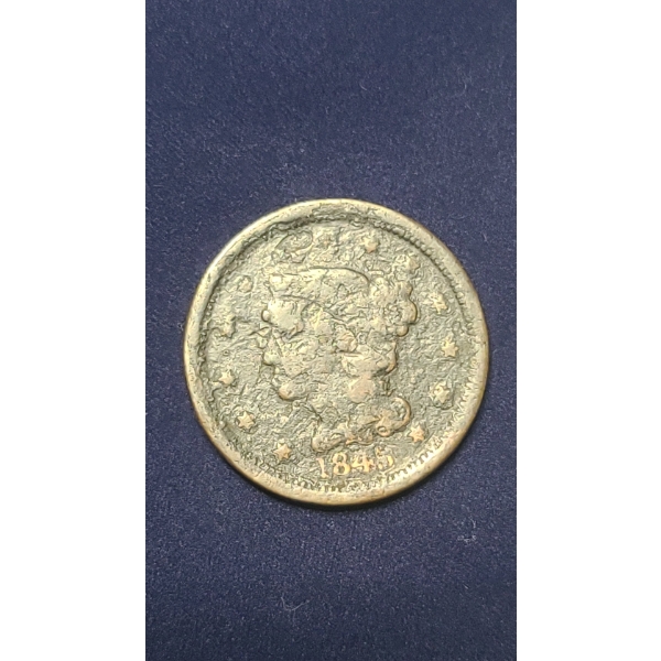 United States 1845 Braided Hair Large Cent 