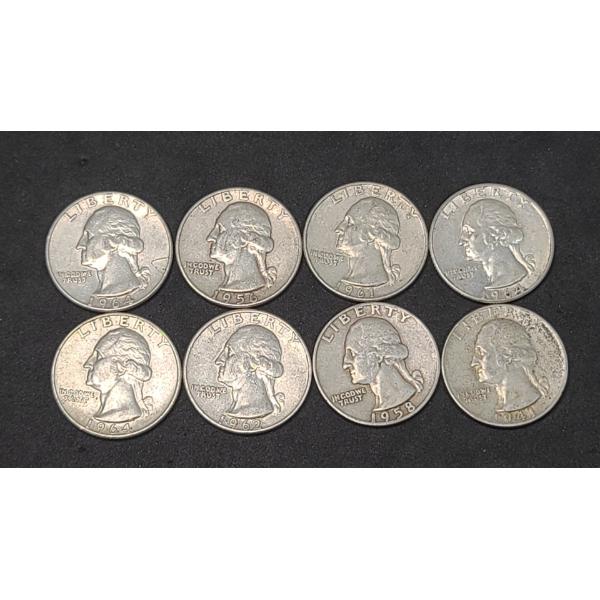 Assorted Years & Mint Marks 90% Silver Washington Head Quarters - Face Value: $2.00