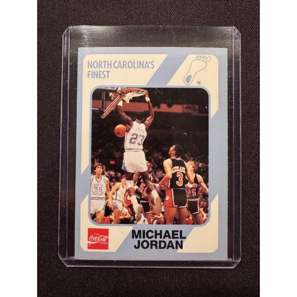 1989 Michael Jordan Coca-Cola College Basketball Card in Protective Holder - Mint