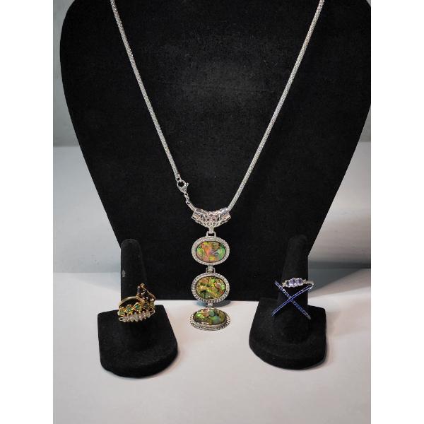 Fashion Jewelry Lot: Statement Necklace and Five Rings