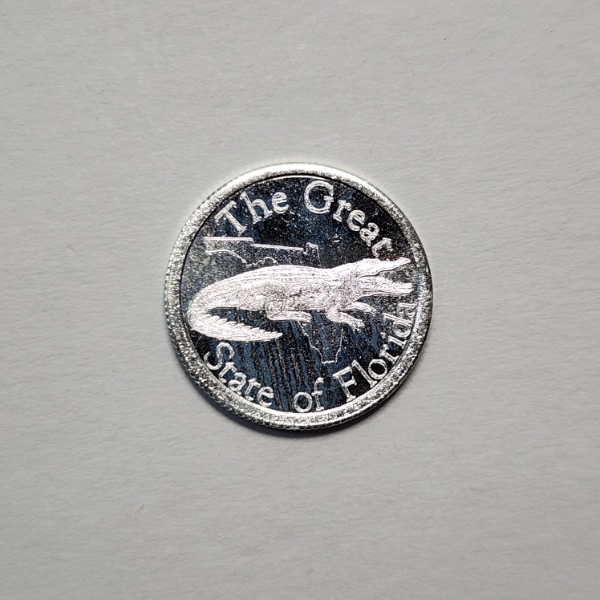 "The Great State of Florida" Gold Silver Naples: Gator 1 Gram .999 Fine Silver Round