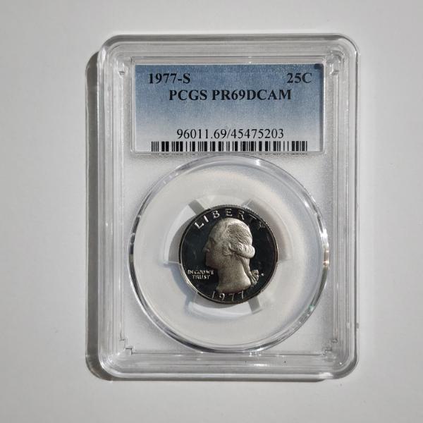 PCGS PR69DCAM Graded United States 1977-S Washington Proof Quarter
