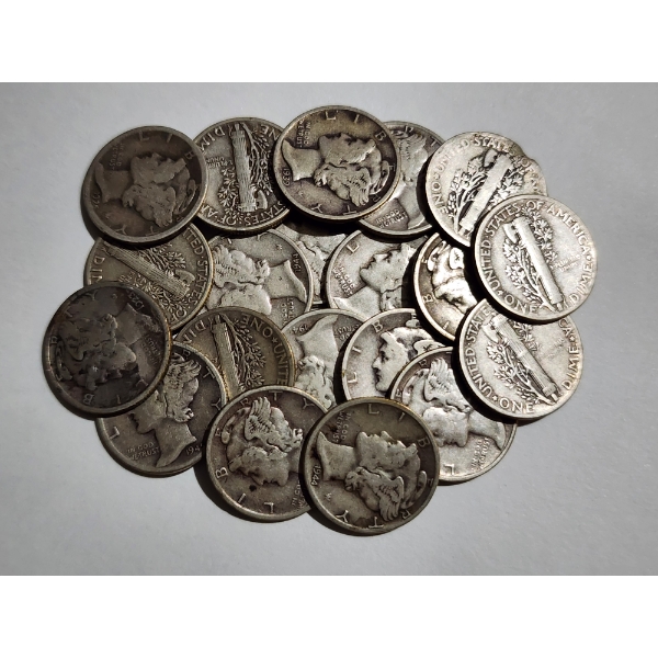 $2.00 Face Value in Assorted United States 90% Silver Mercury Dimes