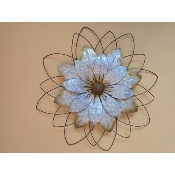 Set of 2 Matching Metal Flower Wall Hangings - 23" Round