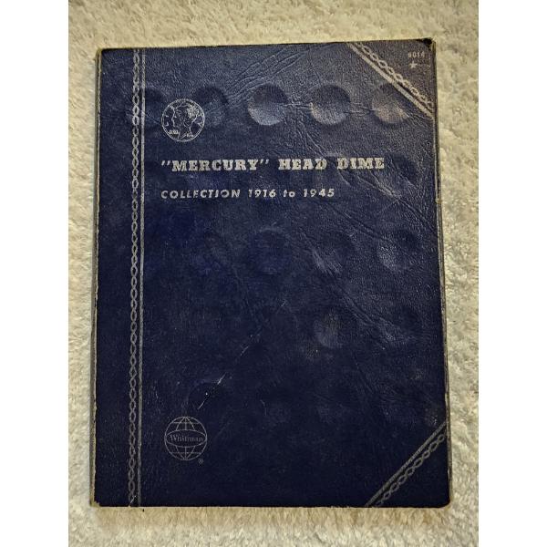 Whitman "Mercury" Head Dime Collection Coin Folder, Model #9014 (partially filled) AFV $3.60 