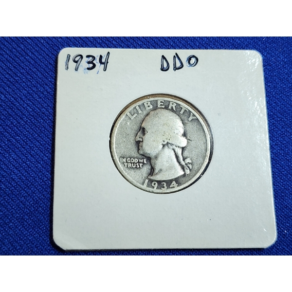 1934 Silver Washington Quarter - Doubled Die Obverse 