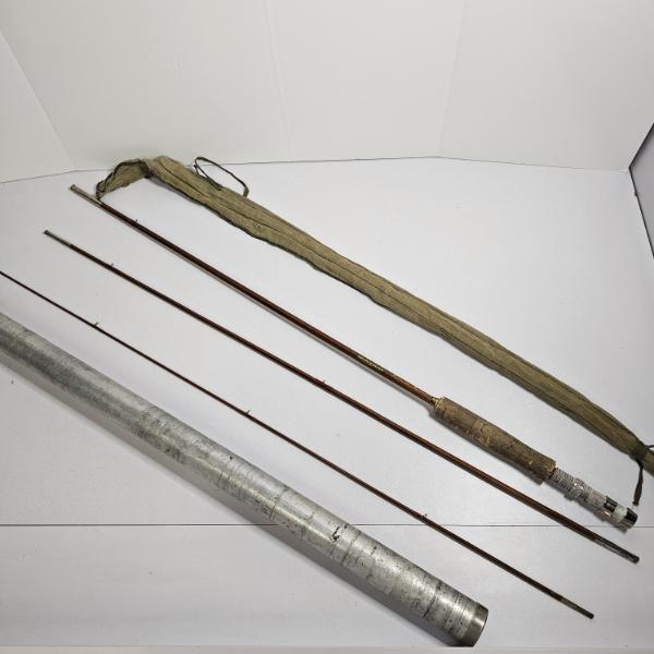 Vintage Split-Bamboo Fly Fishing Rod Set With Aluminum Storage Case And Cloth Sock