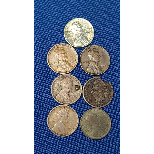 Assorted Earlier Date US Cents Including Indian & Steel Cents - Face Value: $0.07