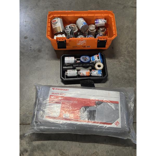 New 12'x16' Poly Tarp & Plastic Tool Box With PVC Adhesives