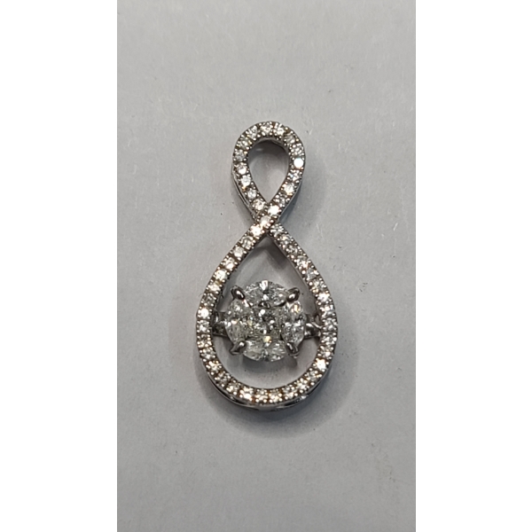14K White Gold Infinity 0.50 Carat Diamond Pendant- Weight: 1.7g