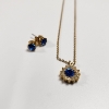 Image 2 : Stunning Gold-Tone Earring & Necklace with Deep Blue Gemstones Matching Set 