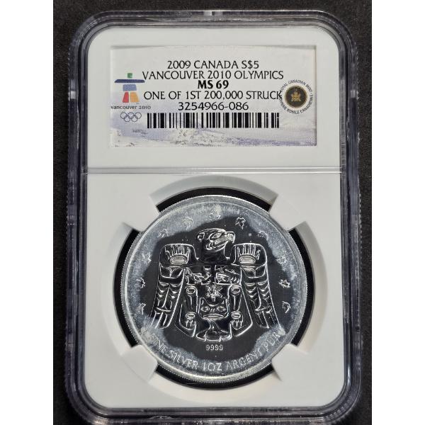 NGC MS69 2009 Canada $5 Vancouver 2010 Olympics