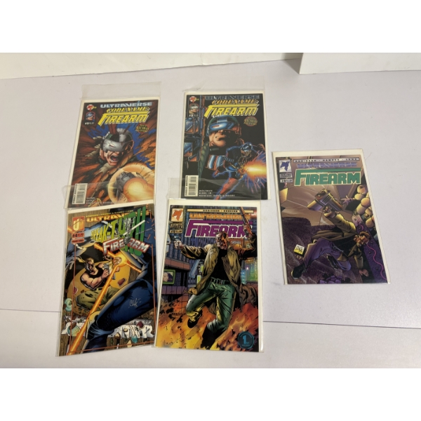 Firearm Comics - 5 total in plastic protective packaging - Malibu Comics