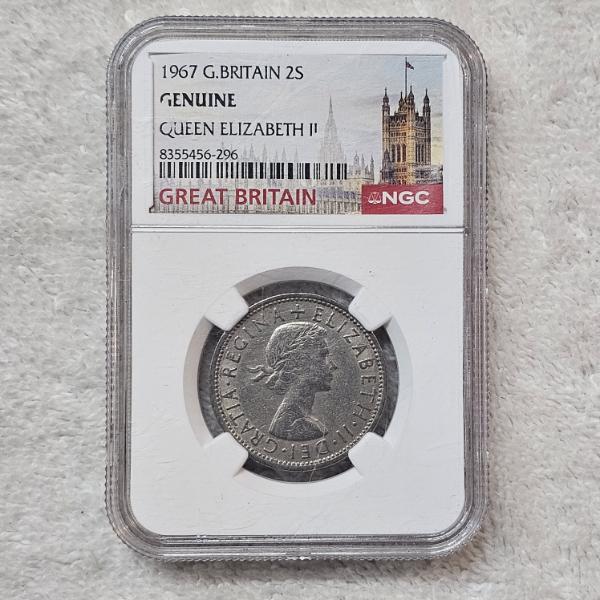 NGC Genuine 1967 Great Britain 2S Queen Elizabeth II Two Shillings