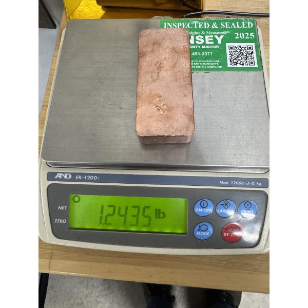 Incredible 1.24 LB Pound Copper Ingot Bar - Mint Condition - Exceptional Piece