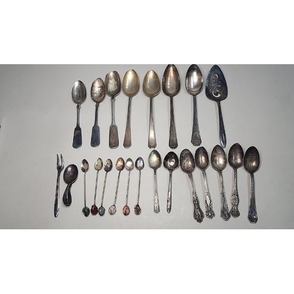 Assorted Silverplated Spoons/Utensils - Total Weight: 1.4 lbs