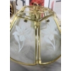 Image 3 : 5 Panel Hanging Swag Lamp Complete With Cord & Gold Link Chain - See Pics