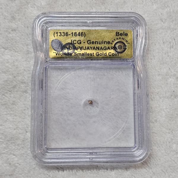 ICG Genuine (1336-1646) India Vijayanagara Gold Bele Worlds Smallest Gold Coin