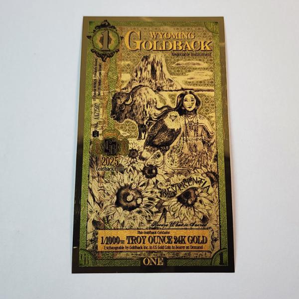 2025 *ALPHA SERIES* Wyoming 1 Goldback Note - 1/1000th Troy Ounce 24K Gold