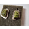 Image 3 : Sterling Silver Green Jasper/Serpentine-Like Stone Earrings - TW: 8.0g
