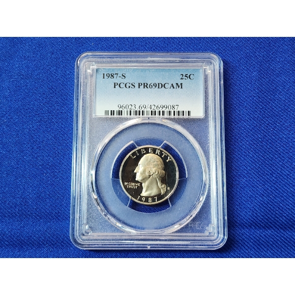 1987-S Washington Quarter Graded PR 69 DCAM by PCGS