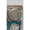 Image 3 : Vintage Mexican Alpaca Money Clip Featuring Turquoise Chip Inlay, Cowboy Boot & Mayan Calendar Motif