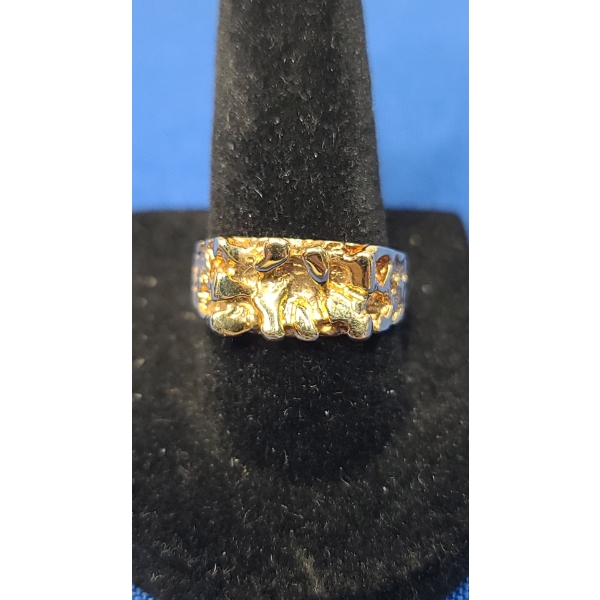 10K Yellow Nugget Gold Ring - Size 8 - Weight: 5.9g