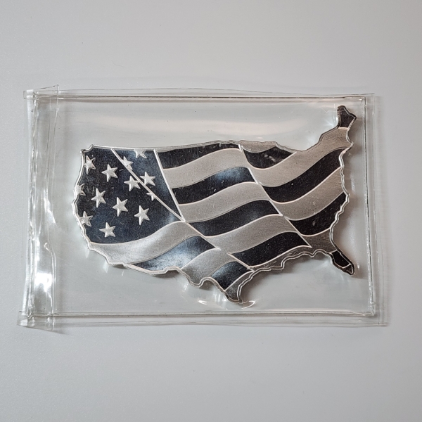 5 Ounce .999 Fine Silver USA Shaped Wavy Flag Bar - Elemental Mint