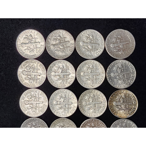$2 Face Value of Assorted Silver United States Dimes Ft. 1 Mercury & 19 Roosevelt Dimes