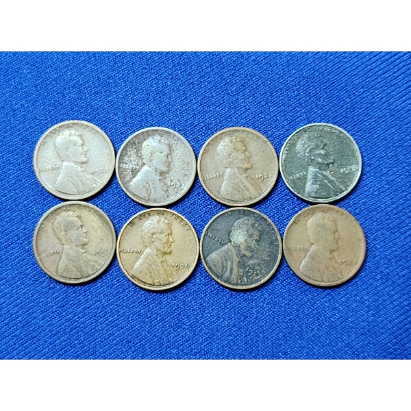 x8 Assorted Years Lincoln Wheat Pennies - Possible Errors