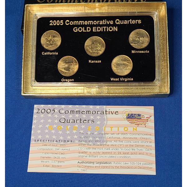 2005 24K Gold Layered 50 States Commemorative Quarters Set
