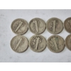Image 5 : x10 Assorted Years & Mint Marks U.S. 90% Silver Mercury Dimes FV: $1.00
