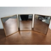 Image 1 : Vintage Tri-Fold Vanity Mirror with Gold-Tone Back - Each Pane is 12x16in