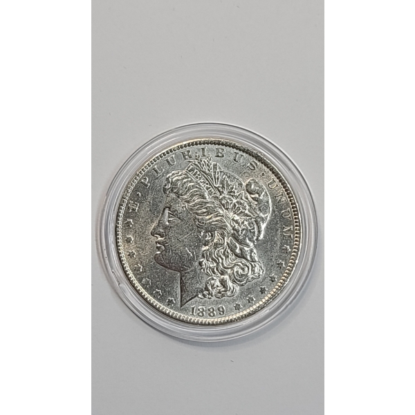 United States 1889-P Morgan 90% Silver Dollar In Coin Capsule