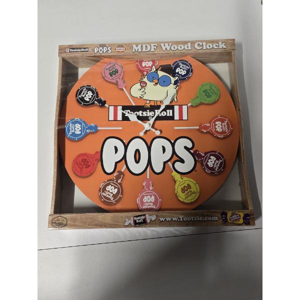 Tootsie Roll Pops 13" MDF Wood Clock - Brand New In The Package 