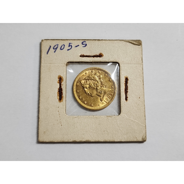 1905-S $5 Liberty Head Gold Half Eagle - U.S. 90% Gold Coin