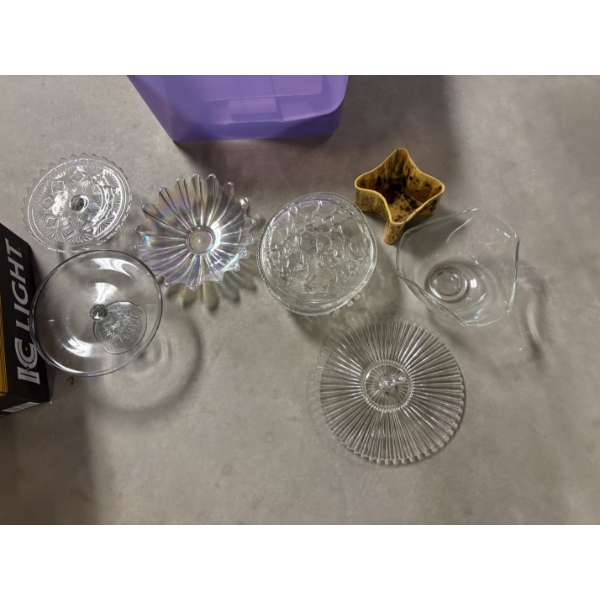 *Pick Up At Mantua Home-No Shipping Available*  Glassware Items - Flared Bowl - Heart Handle Tray - 