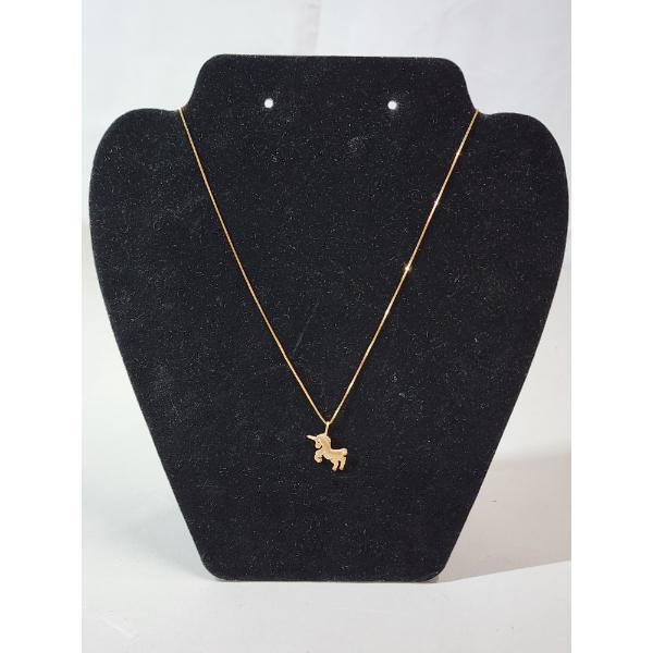 Beautiful 14K Gold Necklace with Unicorn Pendant 16in Total Weight: 1.8g