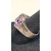 Image 2 : Mid-century Modern Style Sterling Silver & Amethyst Ring - Size 6 - Weight: 7.1g