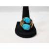Image 1 : Large Sterling Silver Ring with Two Large Turquoise Stones and Gold-Tone Details - TW: 18.2g