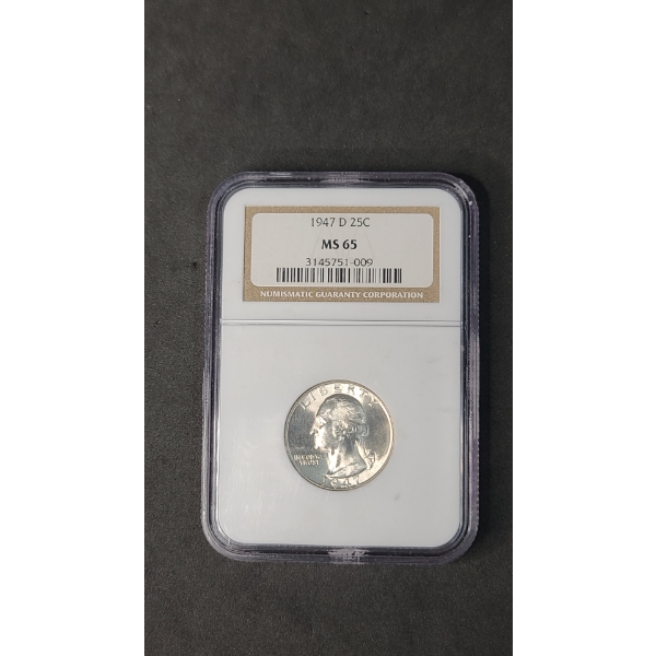 NGC 1947-D MS 65 90% Silver Washington Quarter 